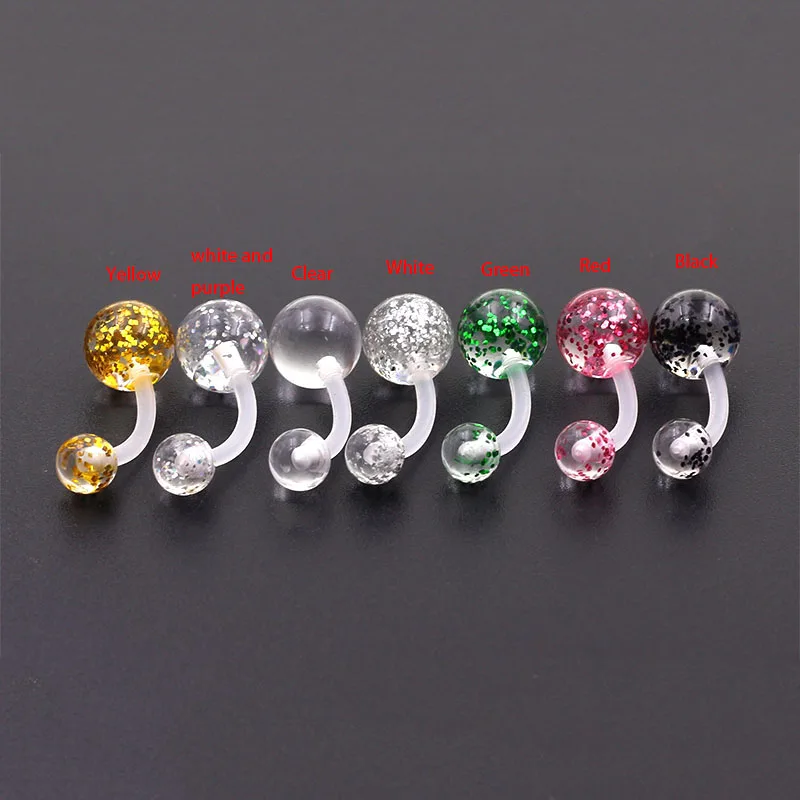 Starbeauty 1Pc Mix Color New Arrival Silicone Belly Piercing Navel flexible Bar Clear Small piercing nombril  Stud Earring