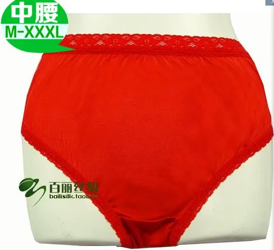 

100% female mulberry silk knitted silk narrow lace underwear shorts in lumbar triangle (red m - XXXL)