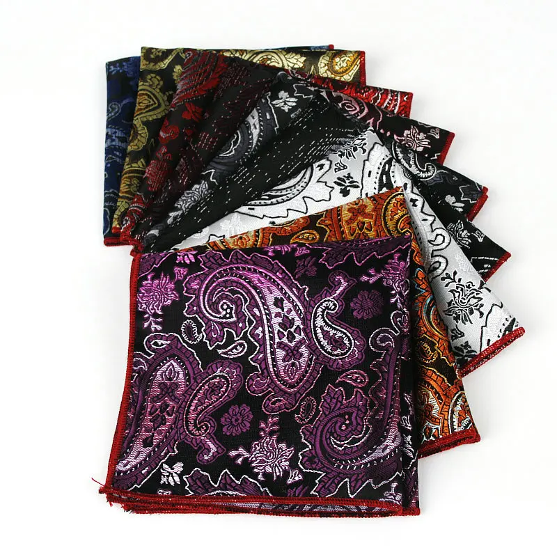 คลาสสิกผ้าเช็ดหน้าผู้ชาย Vintage ไหมผ้าไหม Jacquard ทอที่มีสีสัน Paisley พ็อกเก็ตสแควร์ 25*25 เซนติเมตรงานแต่งงานหน้าอกผ้าขนหนู