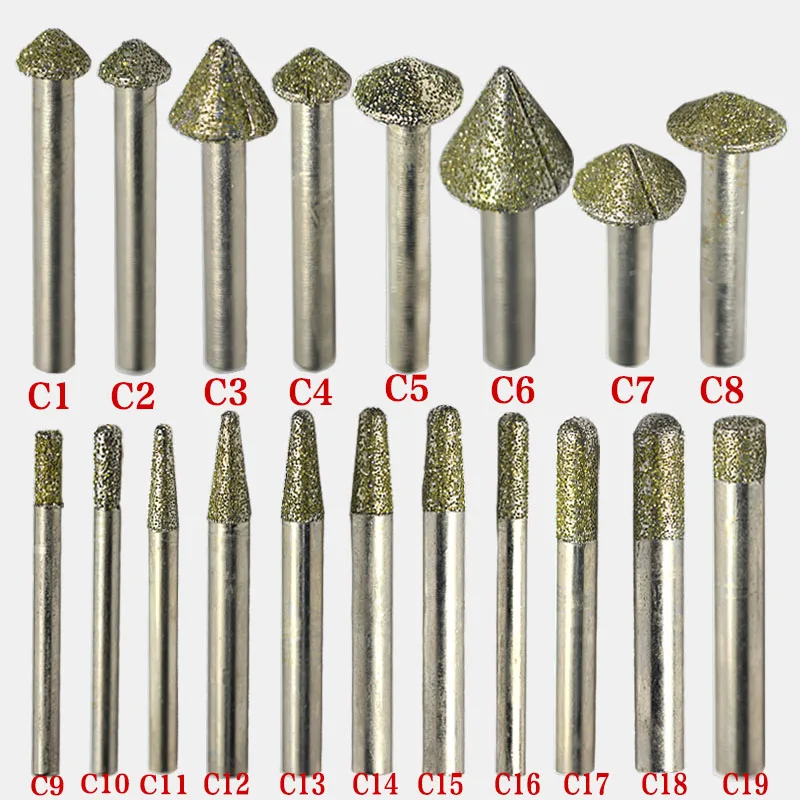 1pc cnc router Electroplated diamond stone carving tool stone engraving machine cutter stone cutting bits