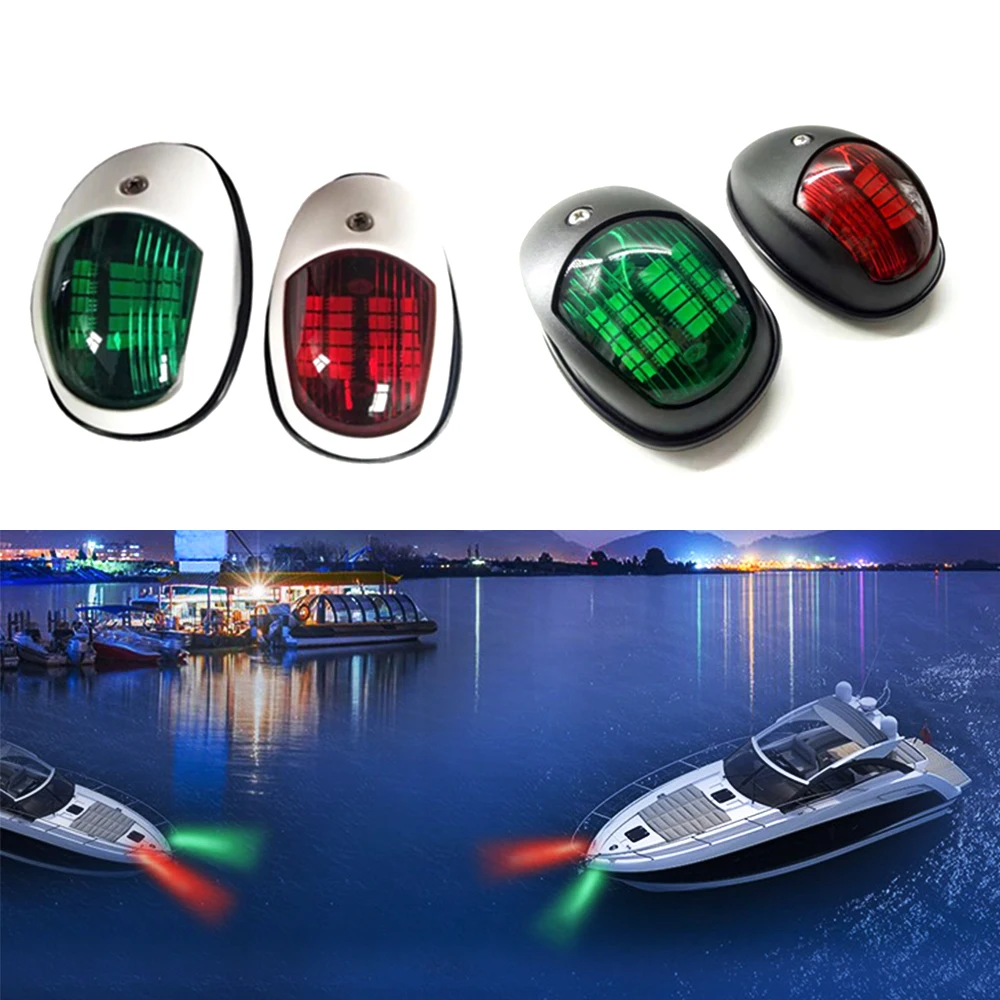 JEAZEA 2Pcs DC12V 8W Green Red Marine Navigation LED Light Starboard Port Side Light For Boat Yacht Skeeter