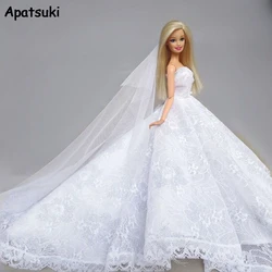 Pure White Lace Fashion Doll Clothes Wedding Dress For Barbie Dolls Clothes High Quality Outfits For 1/6 BJD Doll Accessories