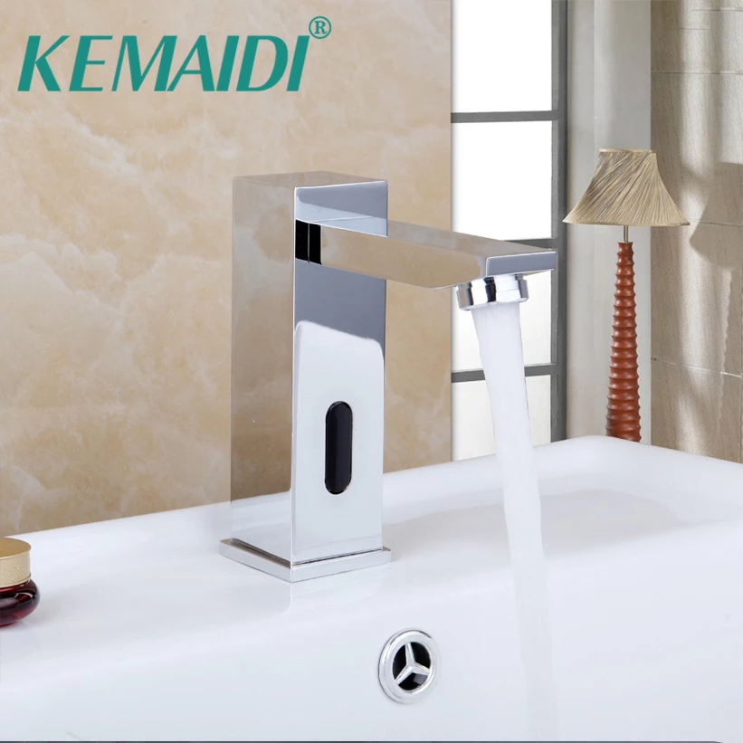 

KEMAIDI Bathroom Automatic Hands Touch Free Sensor Basin Chrome Brass Sink Mixer Tap Faucets,Mixer Auto-Sensor Faucet SF-08