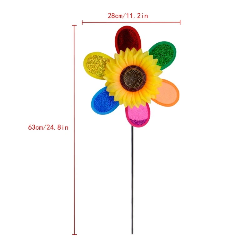 Colorful Sequins Sunflower Windmill Wind Spinner Home Garden Yard Decoration