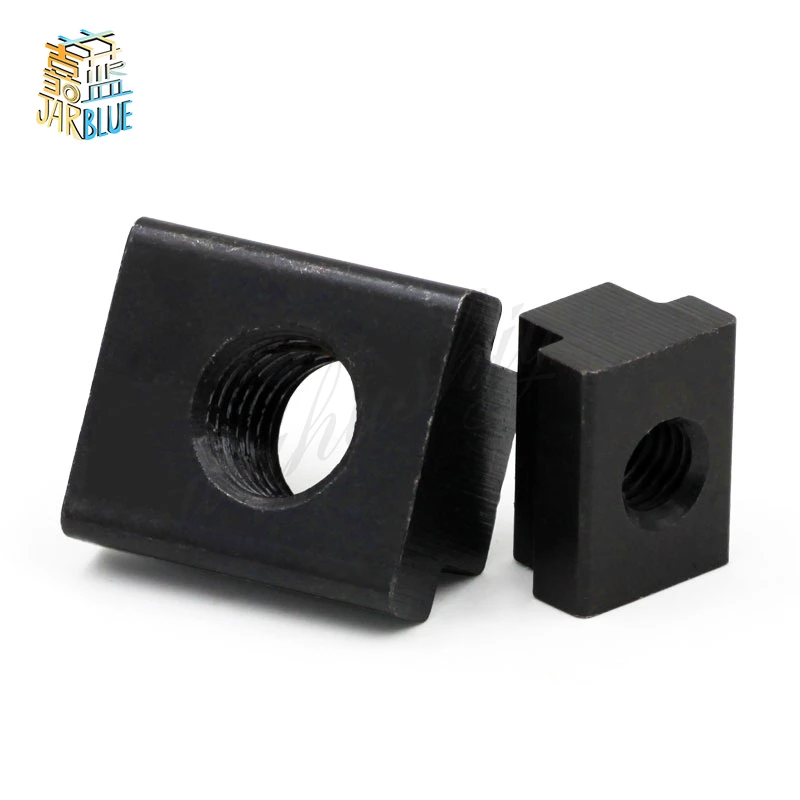 5Pcs M5 M6 M8 M10 M12 M14 DIN508 Black Oxide Finish Grade 8.8 Carbon Steel T-Slot Nut Tapped Through Slot T-nuts Furniture