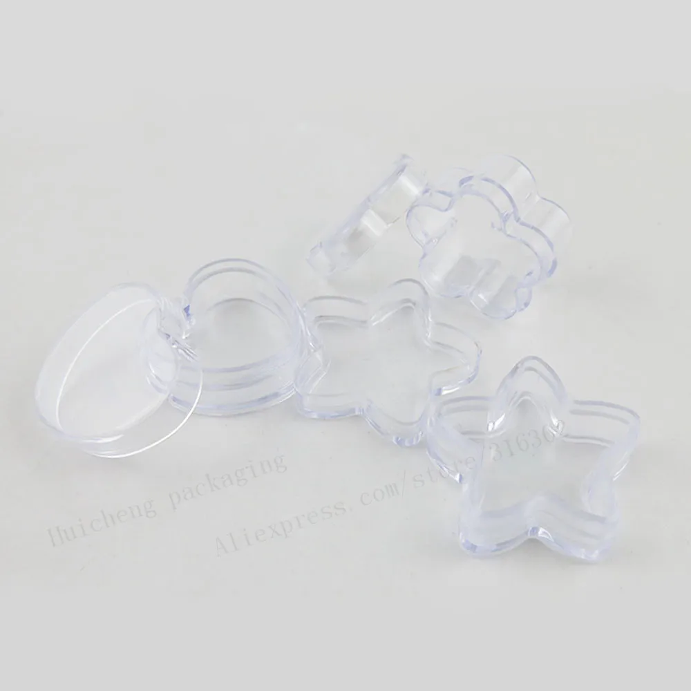 

500 x 5g Travel Mini Sample Heart Flower Star Shape Plastic Jar Small Plastic Cream Pot 5cc Empty Cream Jar Dispaly Case