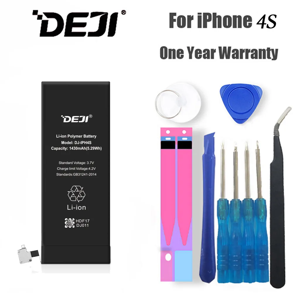 DEJI Original Li-Polymer Battery For iPhone 4GS/4S High Quality Real Capacity 1430mAh Internal Phone Batteries Replacement