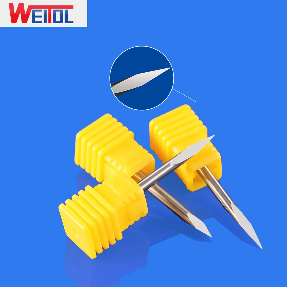 Borda Carbide bits Pypamid WeiTol 5 pcs 3.175mm Shank CNC Gravura Bocados do Router 3 Rosto Ferramentas de Escultura Para O Disco madeira Acrílico PVC MDF