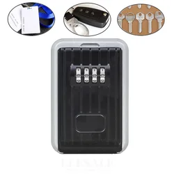 Wall Mounted Key Safe Box 4-Digital Password Lock Spare Keys ID Cards Hidden Storage Case Organizer Metal Secret Box With Cover