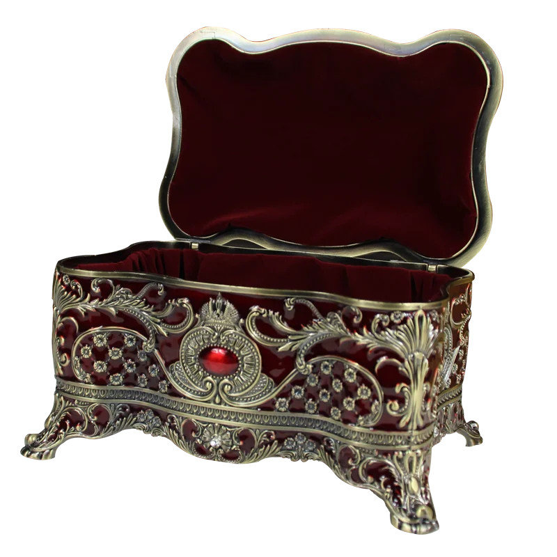 Europe alloy metal Necklace ring storage boxs jewelry box cosmetic storage box bronze color storage desktop organizer case Z150