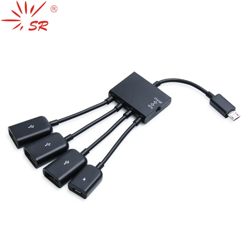 SR 2017 USB OTG Hub Adapter Cable Splitter Connectors 4 Port Micro USB Power Charging Cable