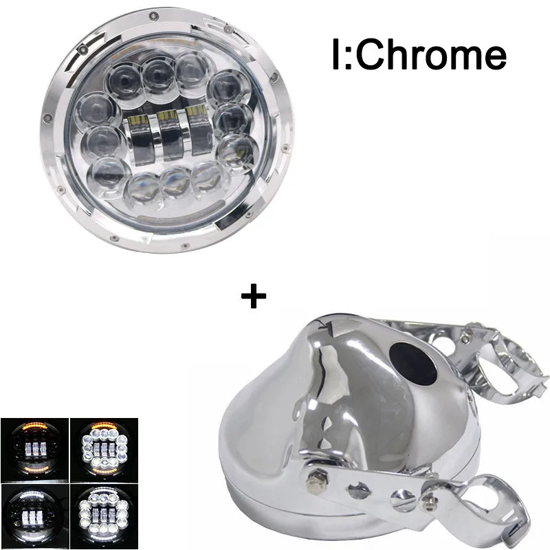 7Inch Round Led Motorcycle Headlight DOT SAE E9 60W Moto Halo HeadlampHeadlamp with 7\