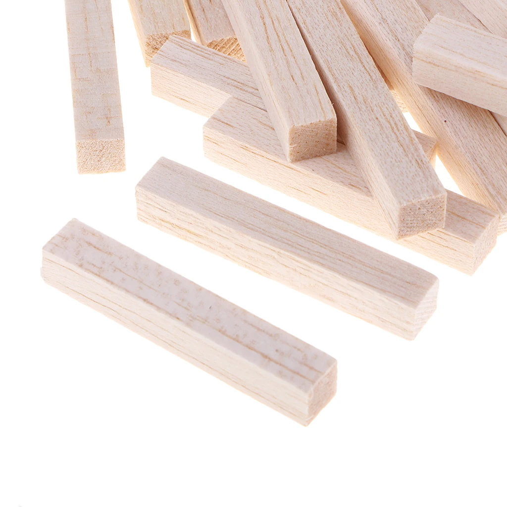 Bâton carré en bois de balsa pour enfants, cheville en bois, 50mm, 80mm, 100mm, 130mm, 150mm, 200mm de long, 45x45mm, dernier modèle de nuits, ornements exécutifs bricolage