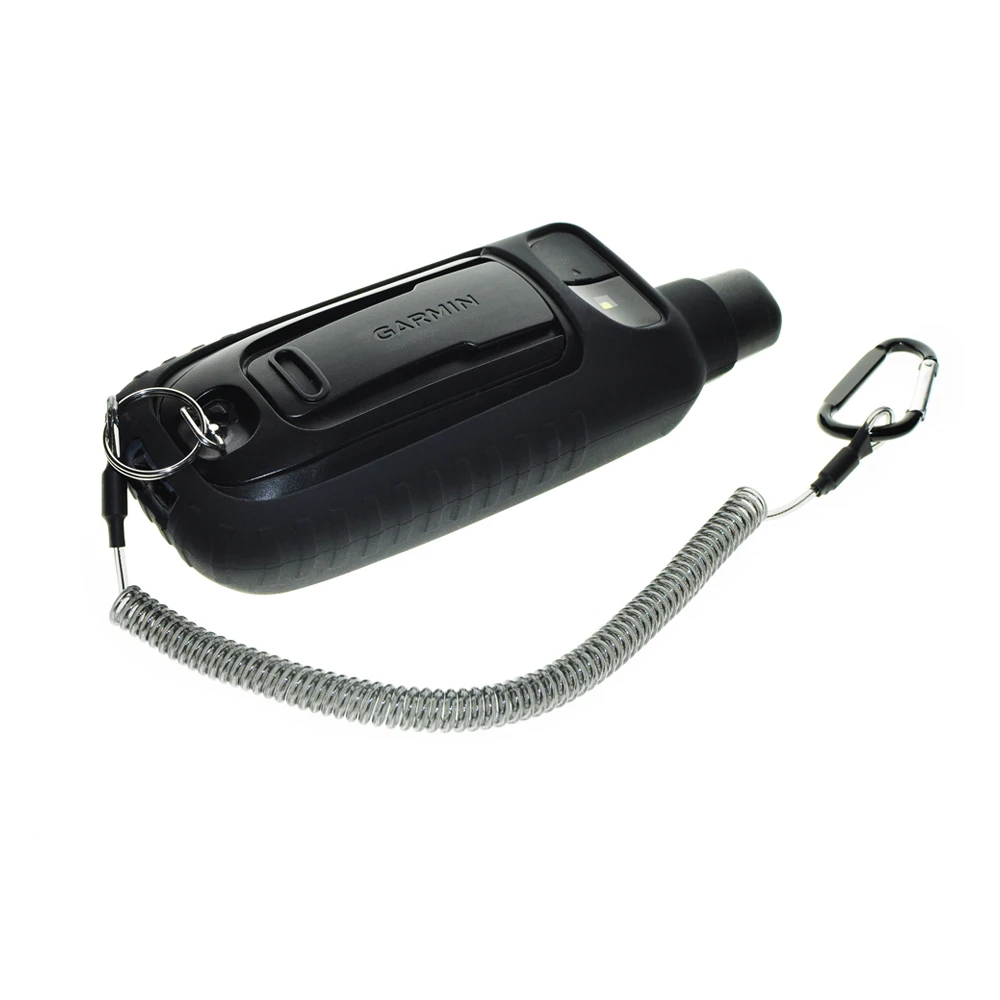 Custodia protettiva in silicone + cordino retrattile di sicurezza in acciaio all'interno con cordino a spirale elasticizzato per Garmin GPSMAP 66 66S 66ST 66SR 67