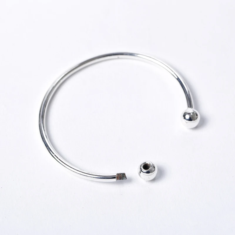 Unisex Screw Ball-End Cuff Bracelet Smooth Round Torque Charms Bangle for Charms Beads Open Cuff Jewelry