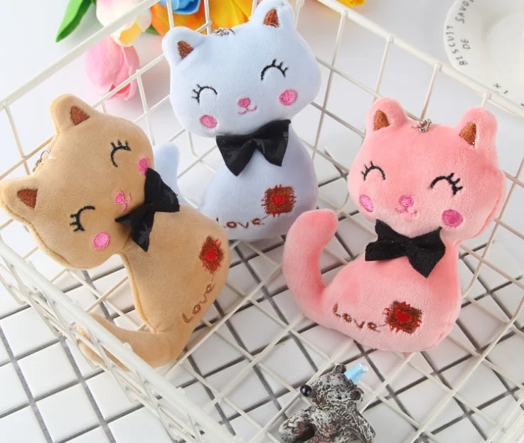 9CM Love Cat Stuffed Plush Toy Doll New Bowbot Plush Cats Toy key chain pendant Gift toys B1014