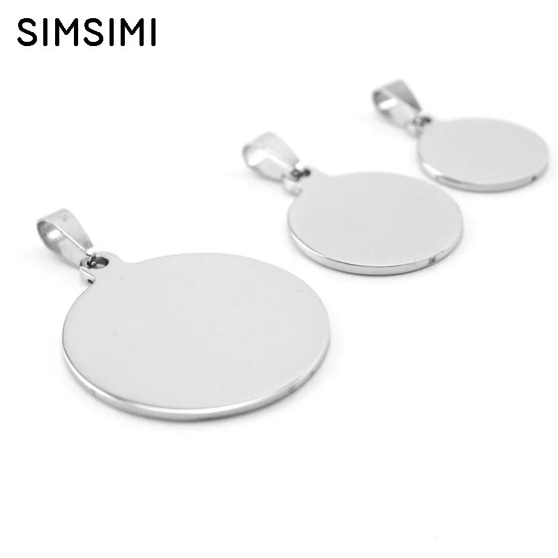 

Simsimi Round Charms stainless stee Pendants circle tags outer hole charms both sides mirror polish wholesale 50pcs