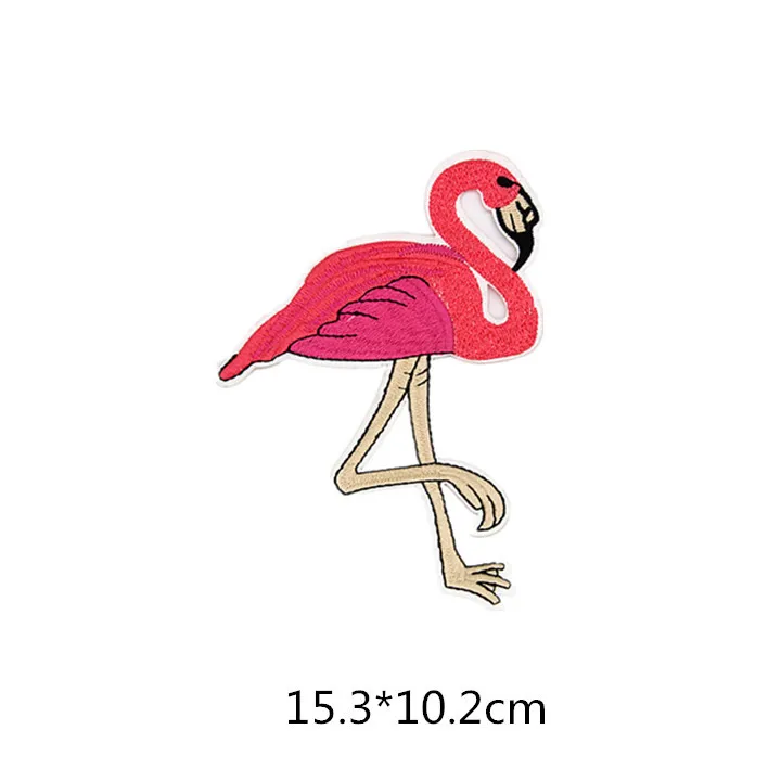 1pcs Flamingo Birds Embroidered Patches Large Size for Clothes Ironing Sew Appliques for Jackets Bag Shoes Sticker Badges cp1591