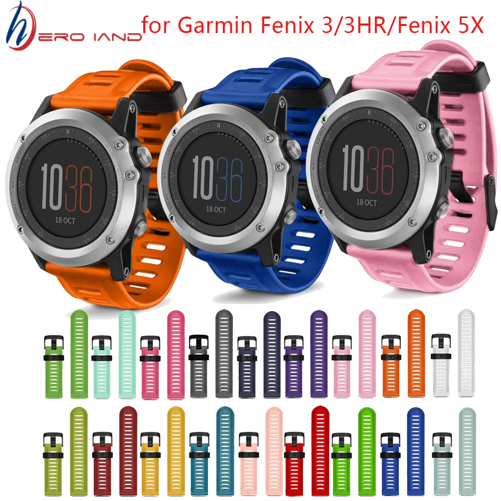 

Hot Replacement Silicone Watchbands Sport Silicone wrist Strap for Garmin Fenix 3 /Fenix 3 HR GPS Watch With Tools for Fenix 5X