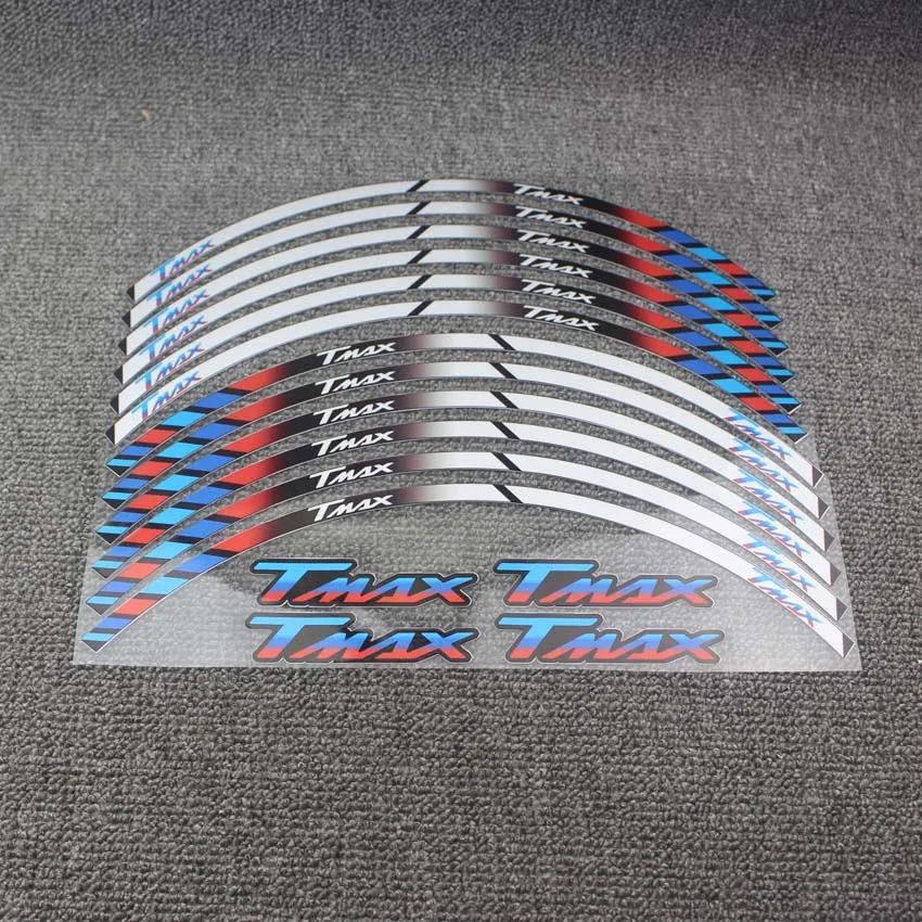 12 X Thick Edge Outer Rim Sticker Stripe Wheel Decals FIT YAMAHA TMAX530 TMAX500 TMAX 500 530 15''