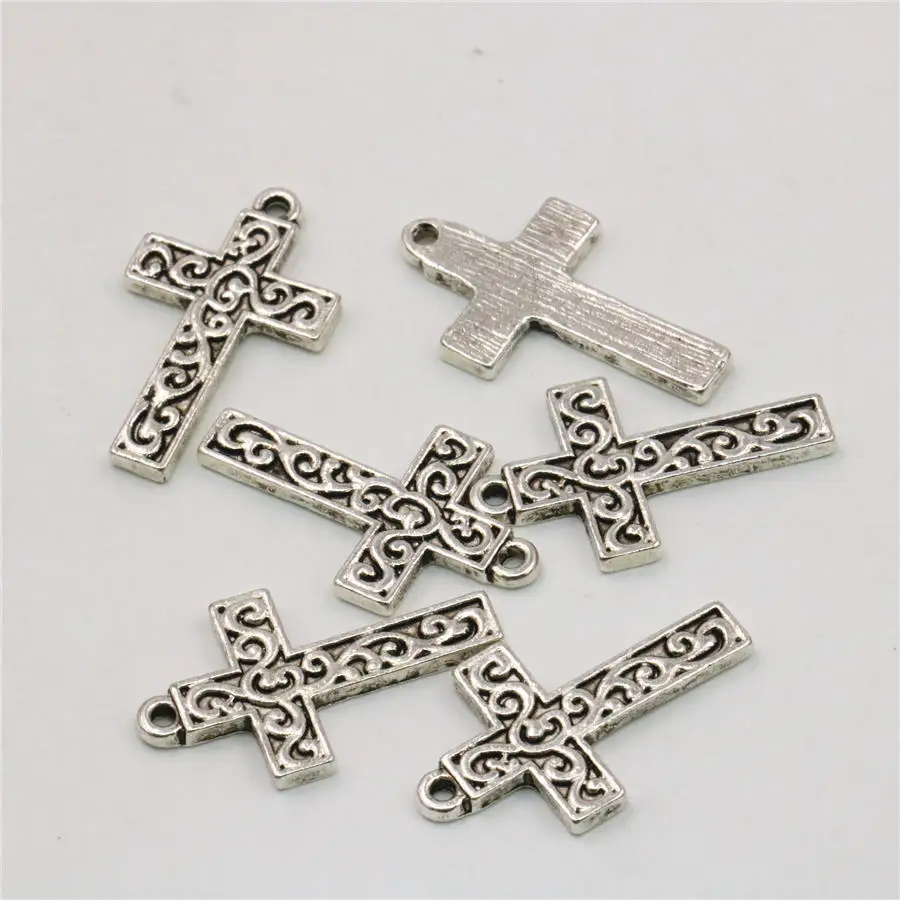 

2PCS Accessories Copper Metal Lucky Cross Kaddish DIY Loose Finding Pendant Necklace Women Girl Jewelry Making Design 14x22mm