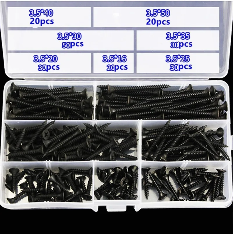 

200 Pcs One Set Self Tapping Suit Cross Head With Hard Self Tapping Screw M3.5 Plasterboard Screw Wall