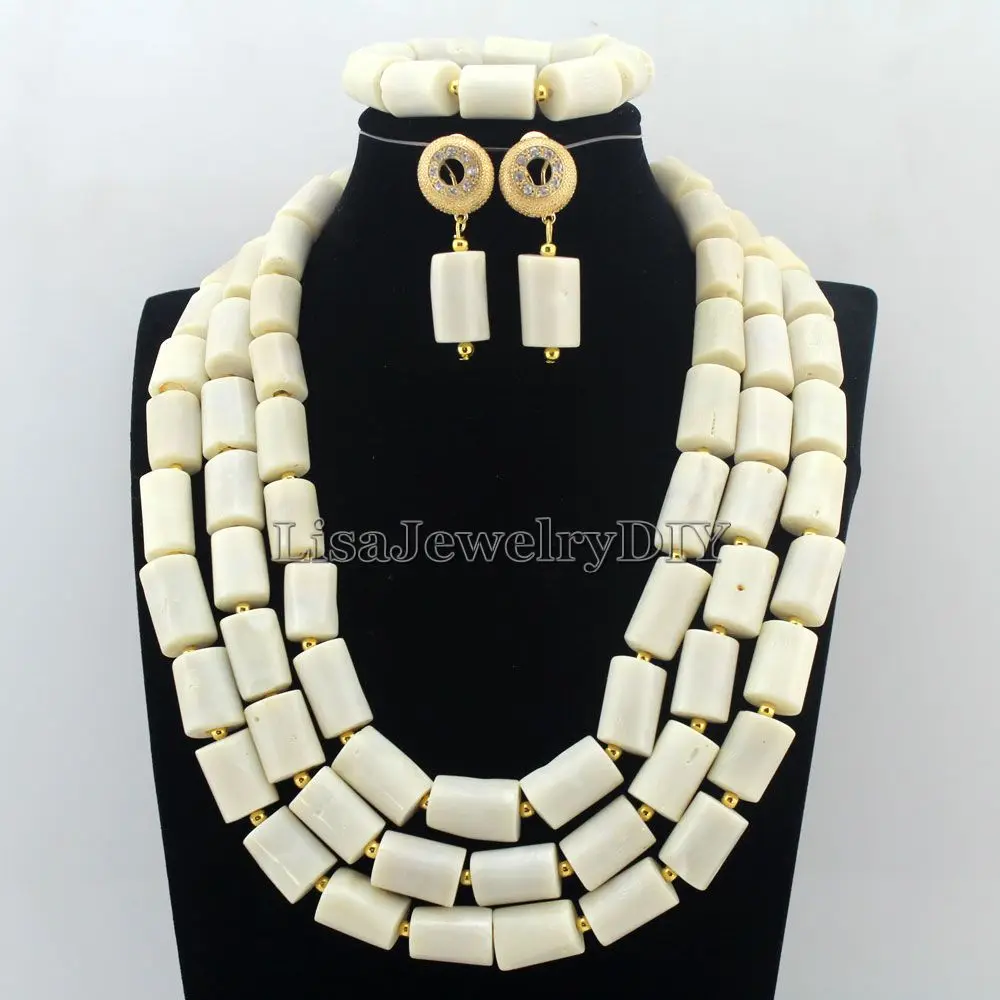 

2019 White African Coral Beads Jewelry Sets Fashion Nigerian Wedding African Costume Beads Jewelry Set Free Shipping HD7525