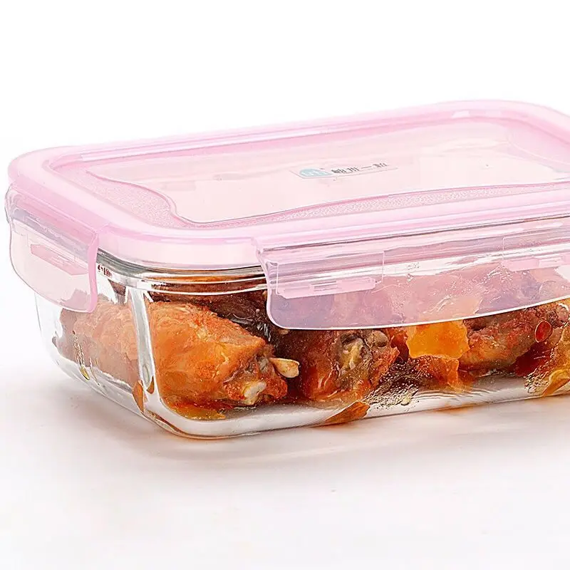 3 Pieces/Microwave Oven Heating Lunch Box for Office Worker Leakproof Glass Lunch Box Set Round with Lid Seal Health Food