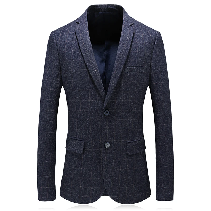 2019 New Arrival Men's Single Breasted Casual Business Blazer Coat Men's Fashion Classic High Quality Plaid Blazer Men Jacket