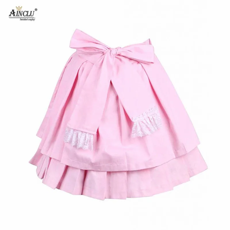 Ainclu Free Shipping hot selling Cemavin Womens Cotton Pink Bow Pleated Lolita Skirt for adults usually days