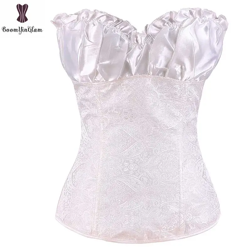 Dropshipping Corset Lower Cheaper Price Corsets Ruffles Cup Korset Women Jacquard Floral Plus Size 6XL Bustier Zipper Corselet