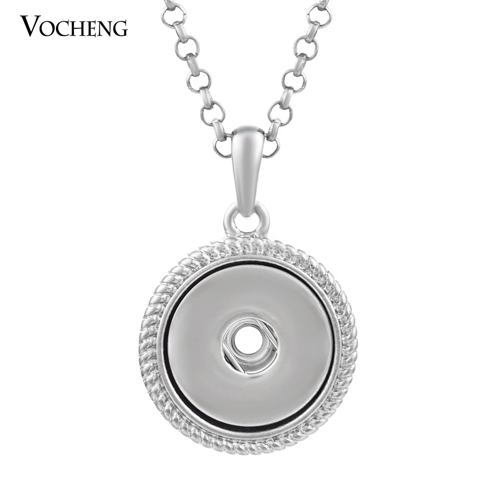 

10pcs/lot Vocheng Snap Button Charms Round Pendant Necklace 18mm Interchangeable Jewelry with Stainless Steel Chain NN-287*10