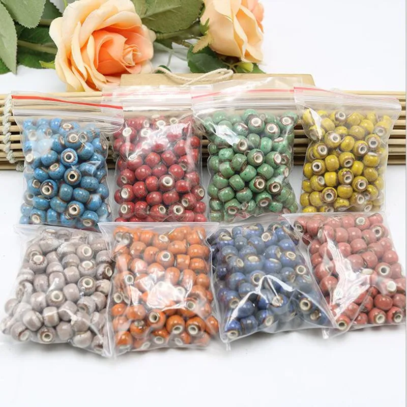 100 sztuk 6mm Multicolor koraliki ceramiczne tworzenia biżuterii okrągłe porcelanowe luźne koraliki dystansowe DIY Handmade Charm bransoletka ustalenia Z396