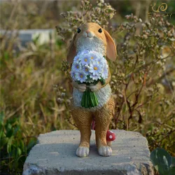 Cute Easter Rabbit Desk Decoration Fairy Garden Bunny Animal Figurine Home Landscape Moss Lawn Decor Valentine's Day gift