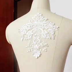 Tessuto di pizzo francese per abito da sposa, Applique ricamata bianco avorio, accessori fatti a mano, lotto 1 pz