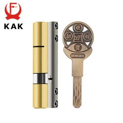 KAK Brass Cylinder C Grade Copper Door Lock Core With 8 Keys High Security Lock Core Double Open Anti-Snap Anti-Drill Hardware