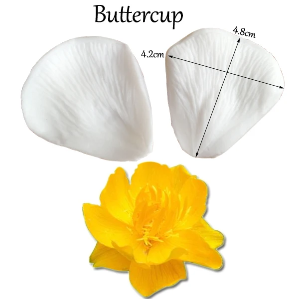 Buttercup Flower Petal Veiner Silicone Molds Stainless Steel Cutter Mold Set Fondant DIY Handmade Cake Decorating Tools CS287