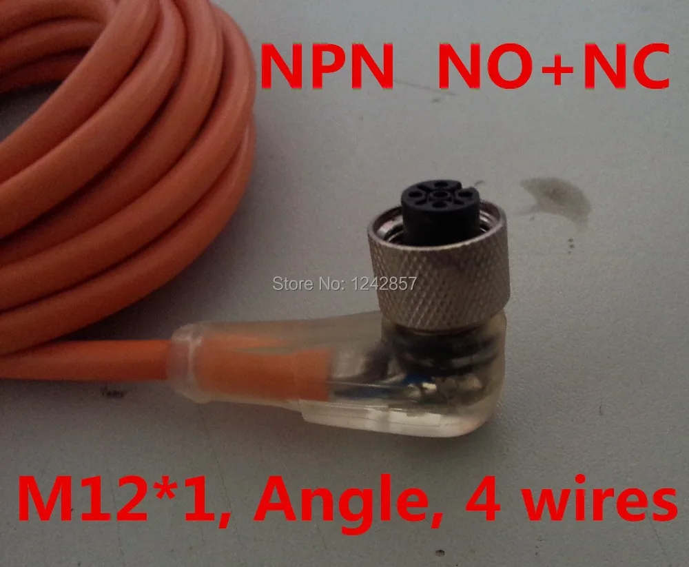 

Free shipping, M12* 1, 4 wires/pins , NPN, NO+NC Angle plug sensor connector female linker coupler with led light