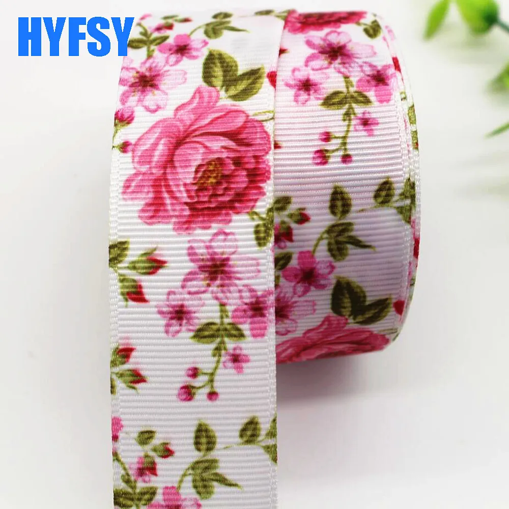 10 Yards 25mm Flower ribbon  DIY gift wrapping headwear handmade tape materials Grosgrain ribbons wedding Accessories Materials