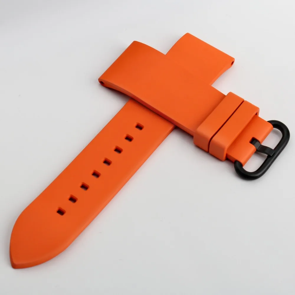 MAIKES Orange Sport Watch Band 20mm 22mm 24mm Watch Accessories Watchband With Black Buckle Rubber Watch Strap For Omega