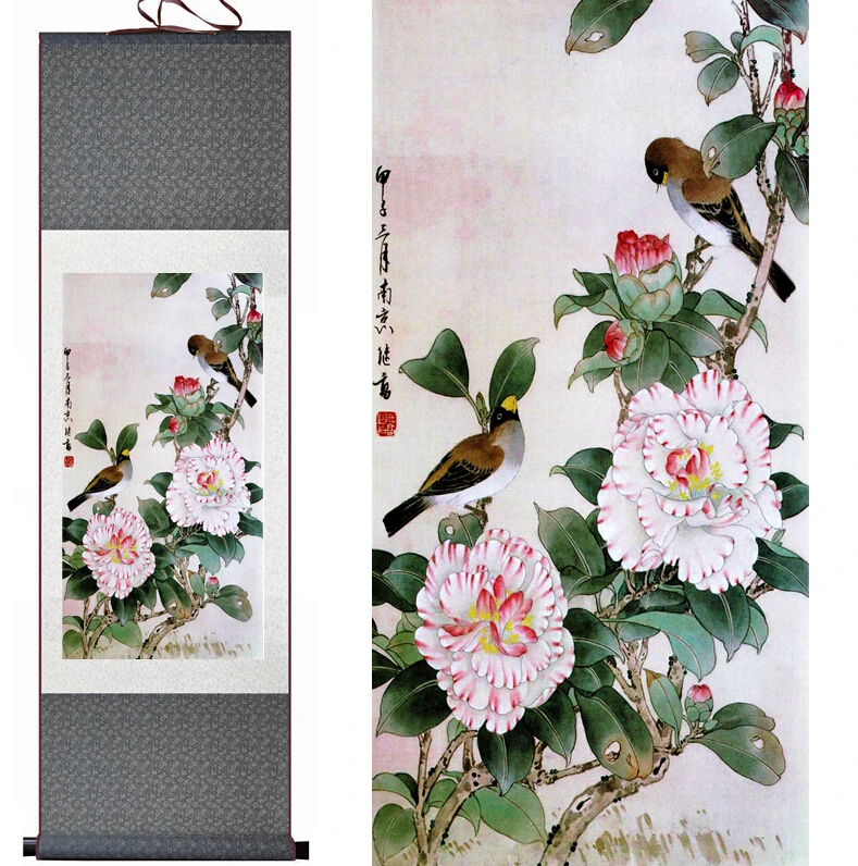 Birds and flower  Art Painting Home Office Decoration Chinese scroll painting birds  paintingPrinted painting