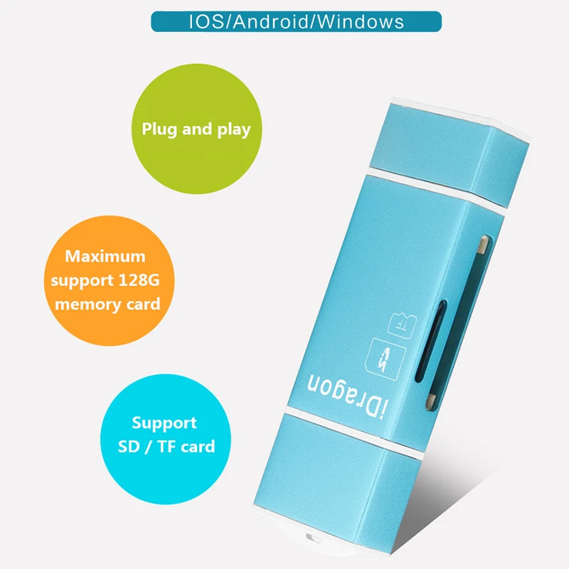 MicroSD SD TF USB2.0 MicroUSB Lightning I-Flash OTG Universal Memory Card Reader Design for Ipad IPhone Android Phone PC