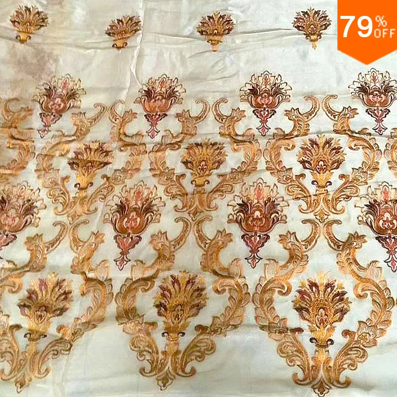 

Jacquard Gold Romantic tull Golden lace Voile Transparent door curtain window curtain living room sheer curtains tulle curtains