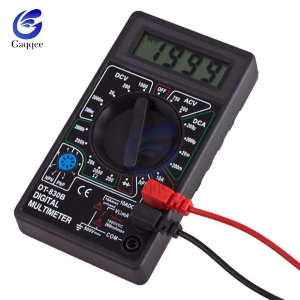 DT830B Mini multimetr LCD cyfrowy Multimetro dla Volt Amp miernik rezystancji miernik woltomierz amperomierz zabezpieczenie przed przeciążeniem z