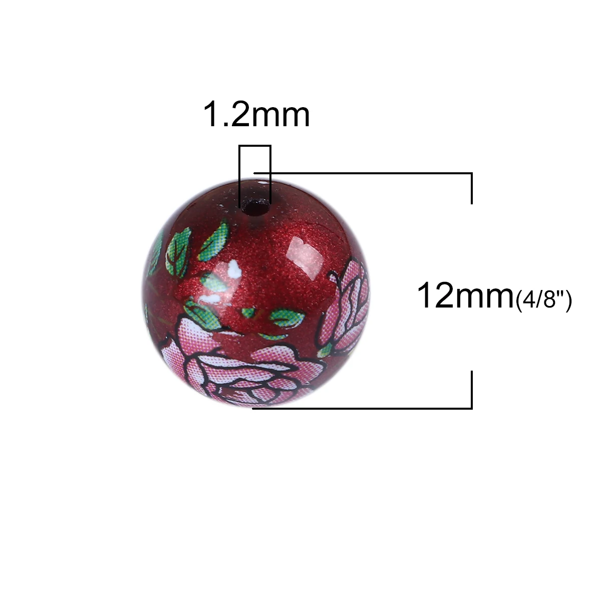 Glass Japan Painting Vintage Japanese Tensha Beads Round Coffee & Pale Lilac Rose Flower Pattern Transparent 12mm 5 PCs