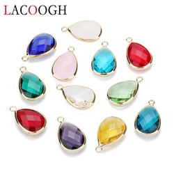 Lac Water Drop Charms Quartz Crystal Opal Rhodium Glod Side Blue Purple Birthstone Pendants For Necklace Bracelets DIY Jewelry
