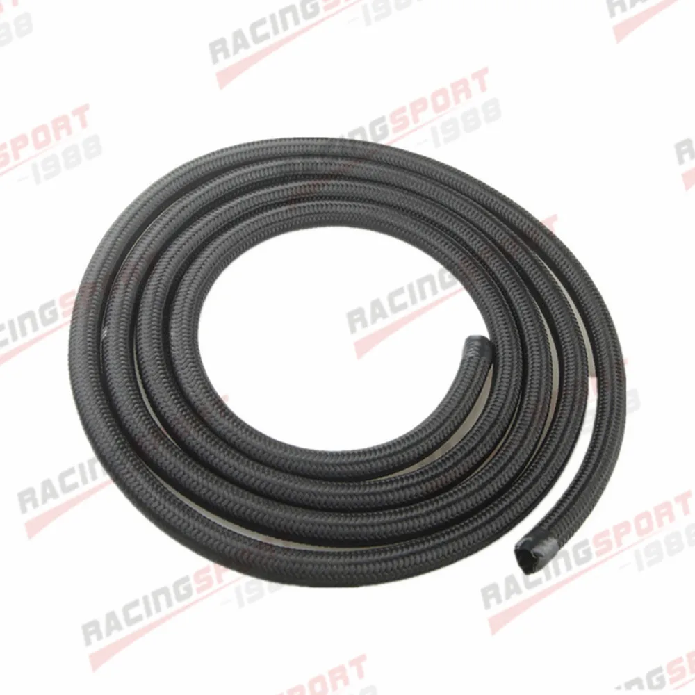 Black Nylon Cover Braided 1500 PSI -8 AN AN8 Oil Fuel Gas Line Hose 3M(9.8FT)