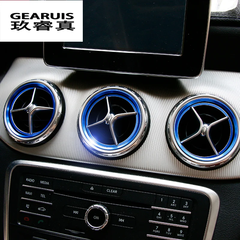 5 Pcs For Mercedes Benz A/B/GLA/CLA Class Aluminium alloy Air outlet sticker/Instrument panel Air outlet decoration ring Cov