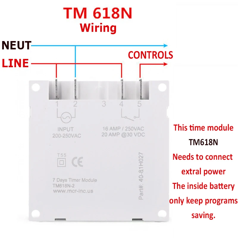 Big Display 1.6 inch LCD Digital Timer 12V DC 7 Days Programmable Time Switch with UL listed Relay inside Electric Controller