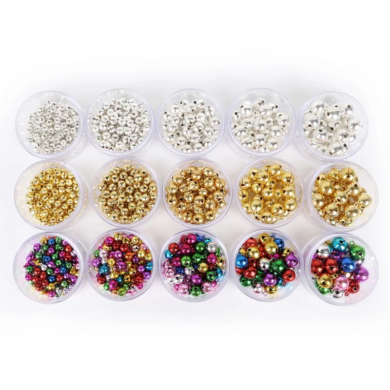 DIY Crafts Accessories 6mm-14mm Christmas Bells Mix Colors Loose Beads Small Jingle Bells Christmas Decoration Gift